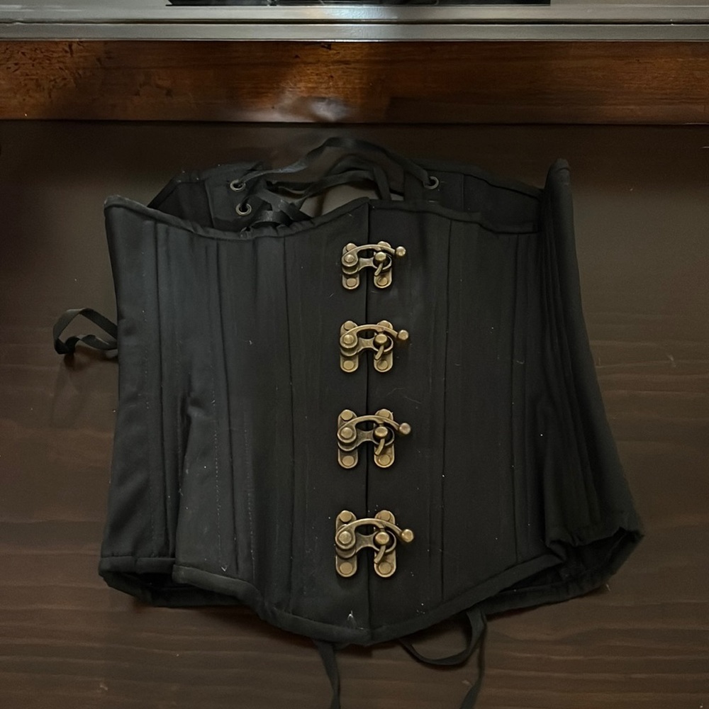 Black steel boned corset